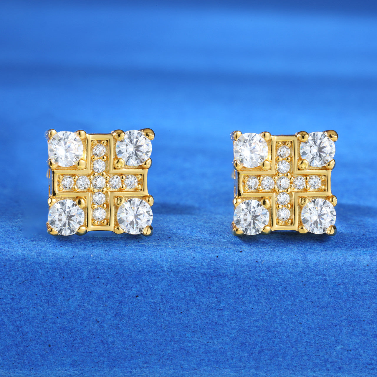Solid Sterling Silver Iced Blinged Out Square Moissanite Diamond VVS Hip Hop Earrings