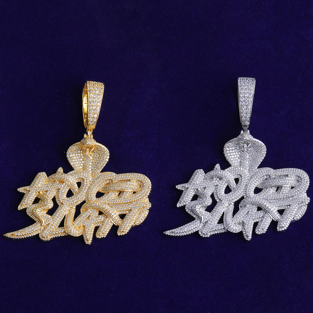 Hood Slatt | VVS Diamond CZ King Cobra Snake Hip Hop 24k 925 Silver Rose Gold Pendant