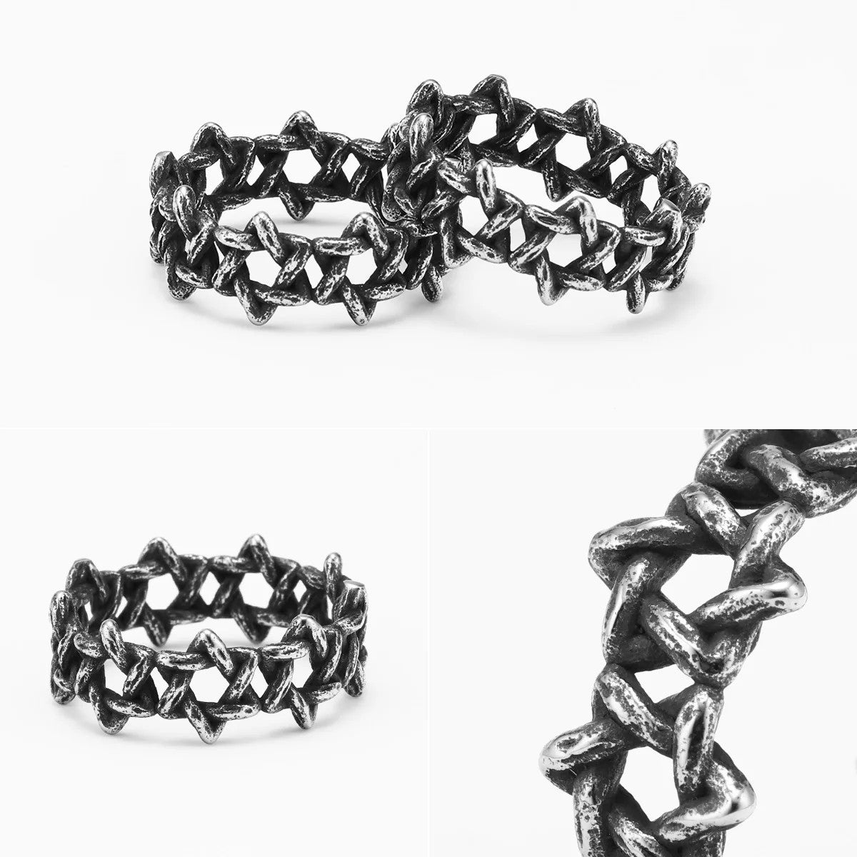 David's Star | Retro Star of David Masonic Men's No Fade Stainless Steel Hollow Rings