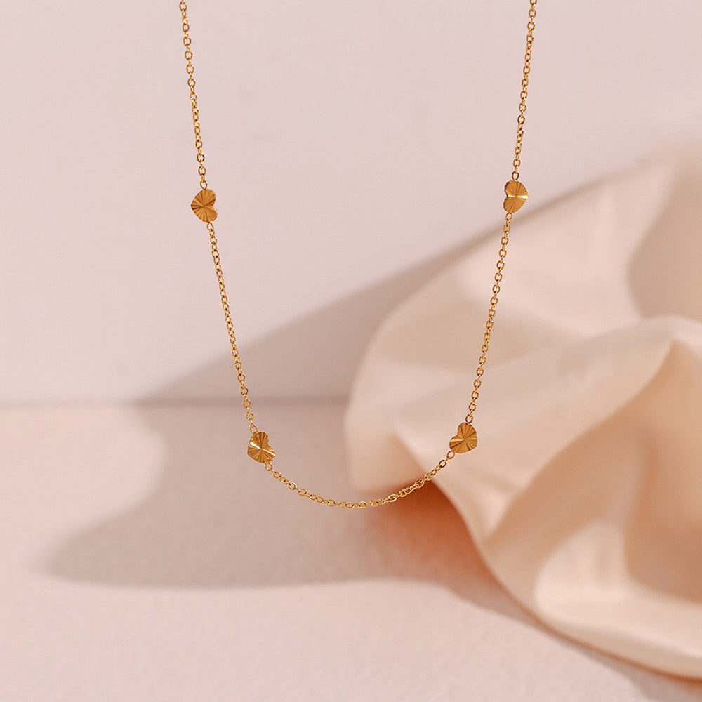 Ladies 18k Gold Stainless Steel Waterproof Dainty Sunburst Love Heart Charm Necklaces