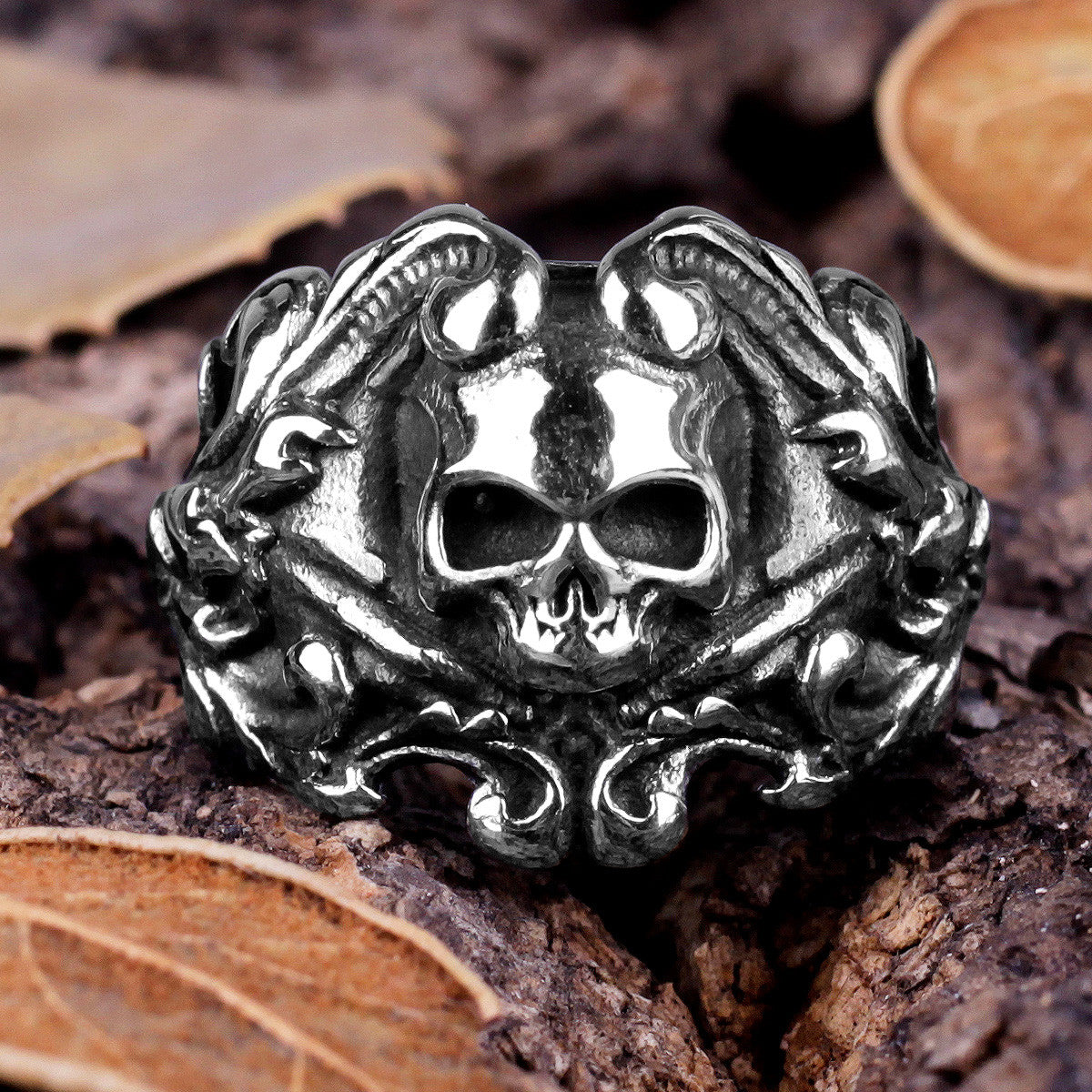 Blooming Flowers | No Fade 316L Stainless Steel Men's Street Style Skull Ring