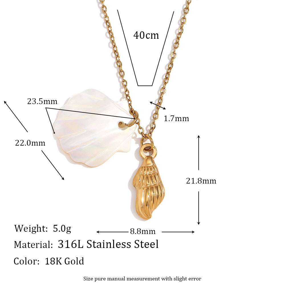 18k Gold Stainless Steel Waterproof Sea Animals Starfish Dolphin Mother Of Pearl Necklaces