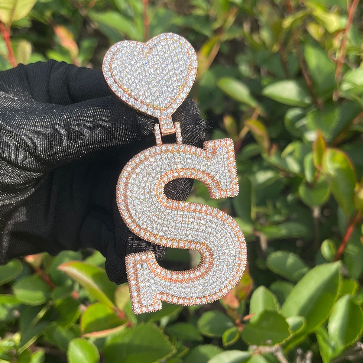 Regal Love | Ladies Custom Heart Bail Initial Iced Pendant Necklace