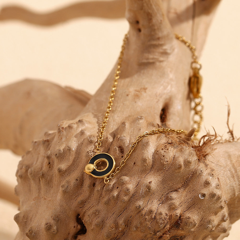 Waterproof Dainty Enamel Flower 18k Gold Stainless Steel Charm Bracelets