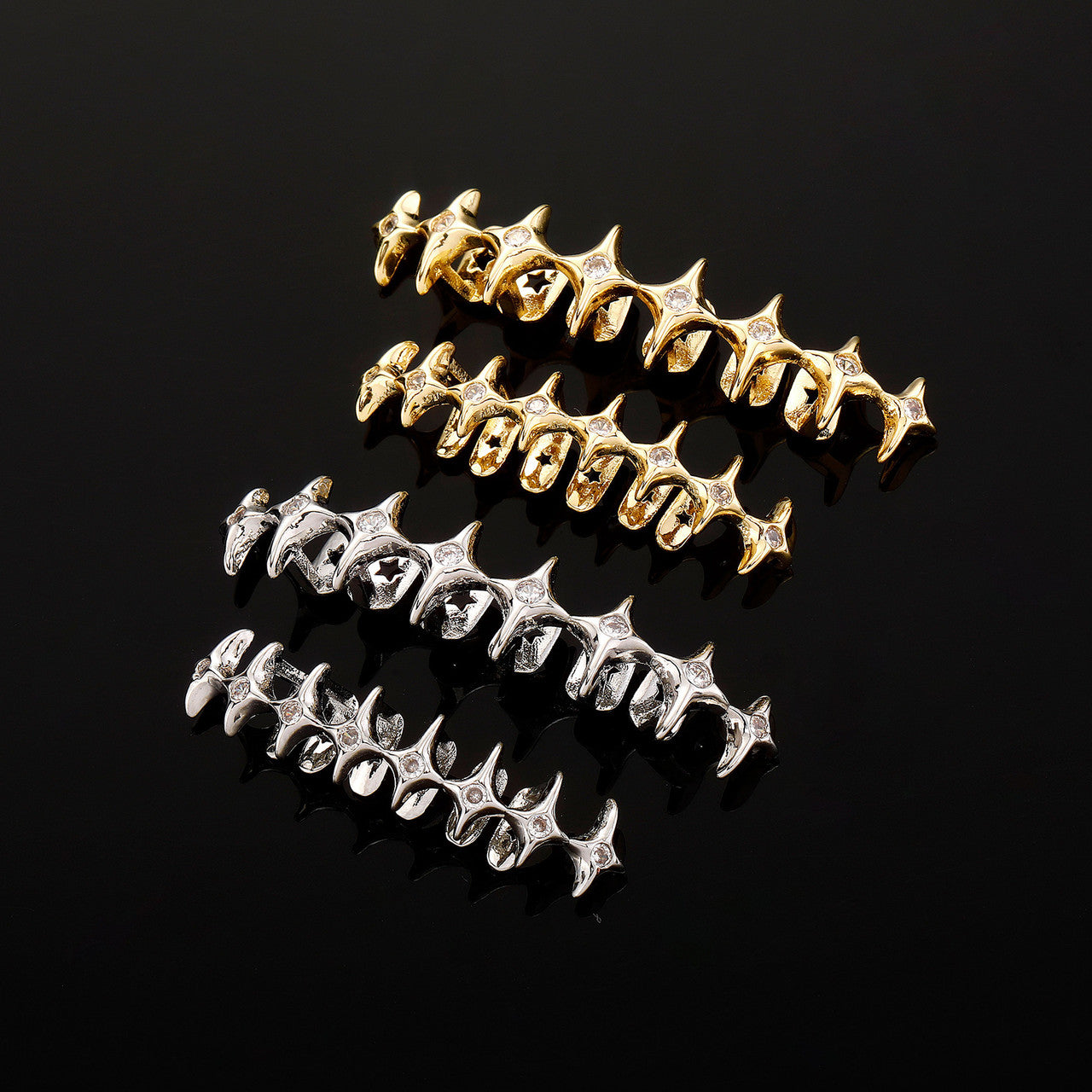 North Star | VVS Diamond CZ Slick Full Mouth Tooth Teeth Hip Hop Mouth Grillz Set