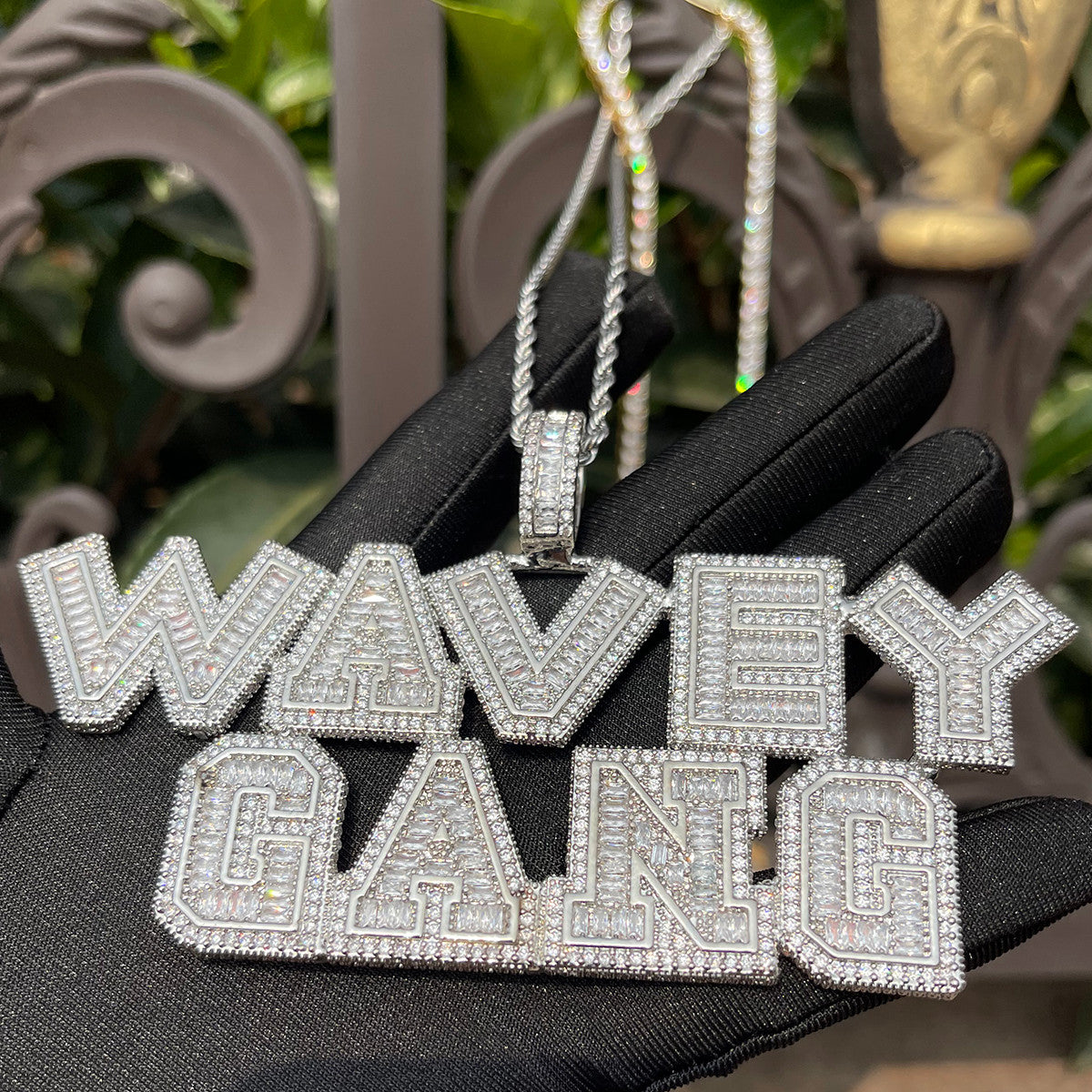 The Ice Breaker | Iced VVS Diamond CZ Baguette Blinged Out Nameplate Pendant