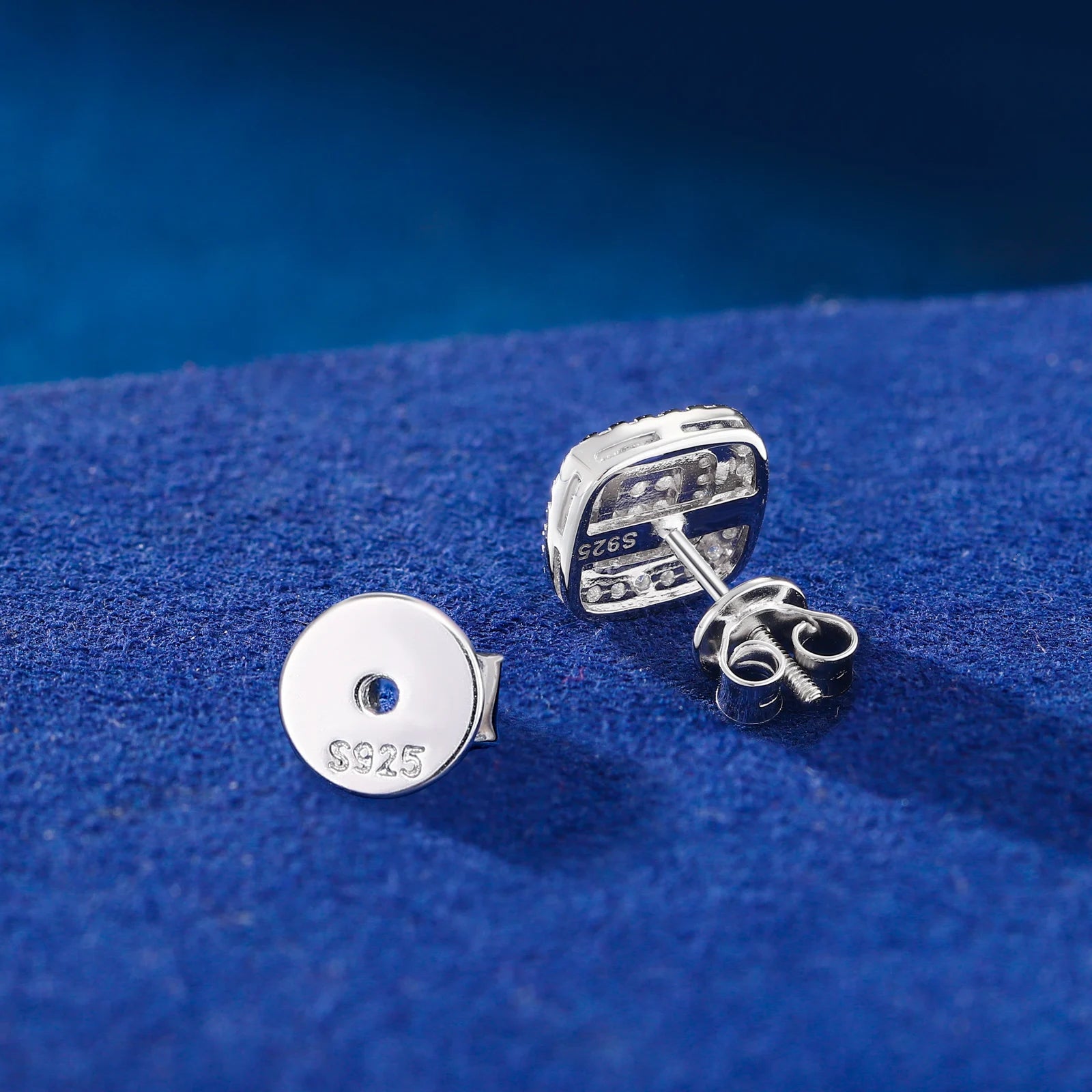 Round Corners | 925 Silver Round Square Hip Hop Moissanite Diamond Stud Earrings