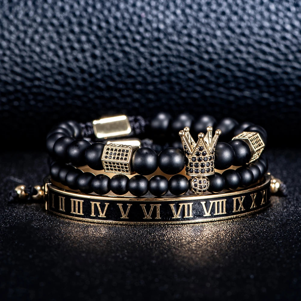 The Untouchable | VVS Diamond CZ Crown Luxury 3 Piece Hip Hop Bracelet Set