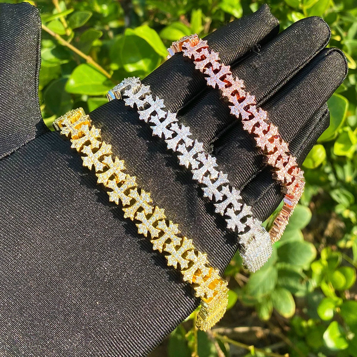 Criss Crossed | VVS Diamond CZ Cross Link Iced Blinged Out Hip Hop Bracelet