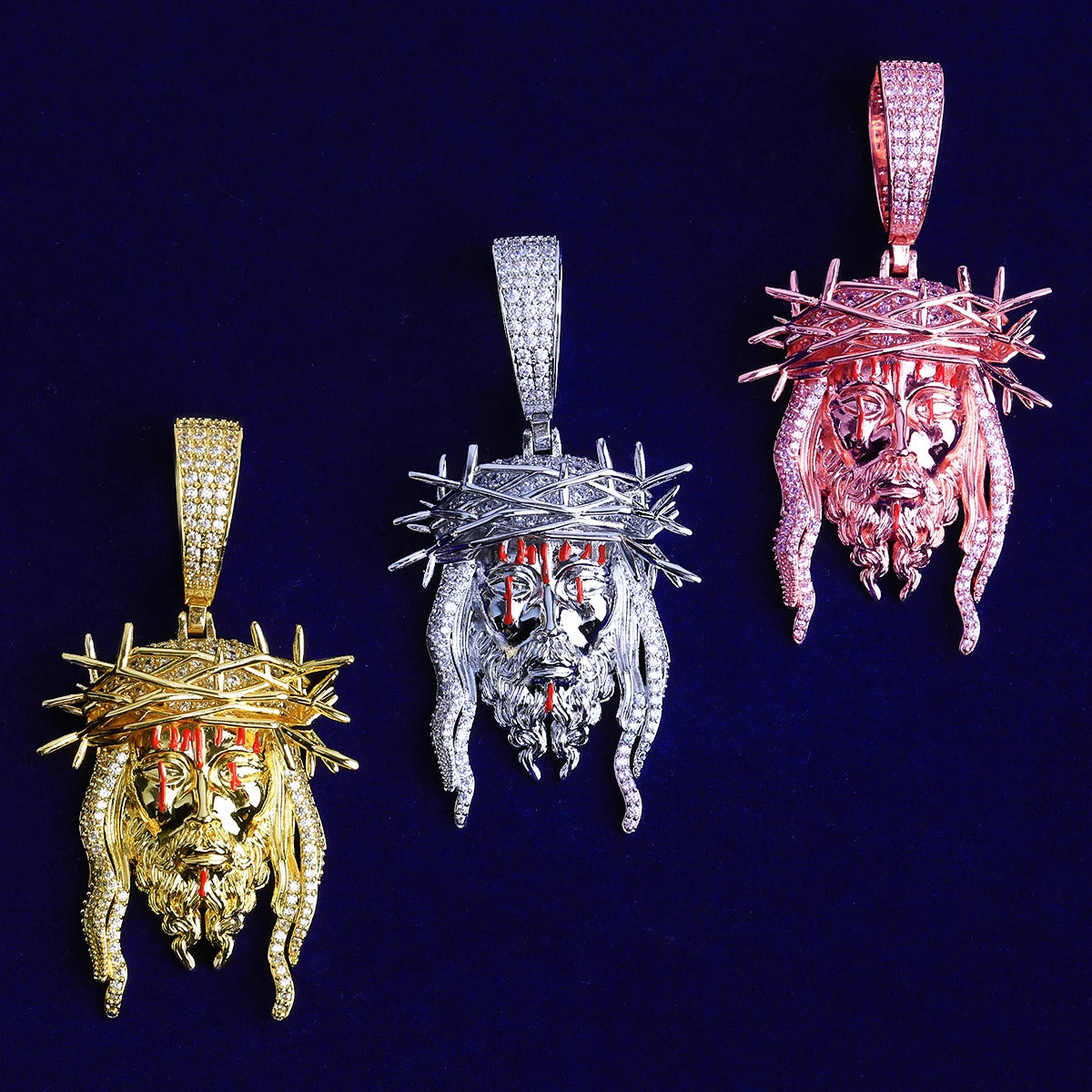 The Blood Of Jesus | VVS Diamond CZ Crown Of Thorns Jesus Piece Hip Hop Pendants