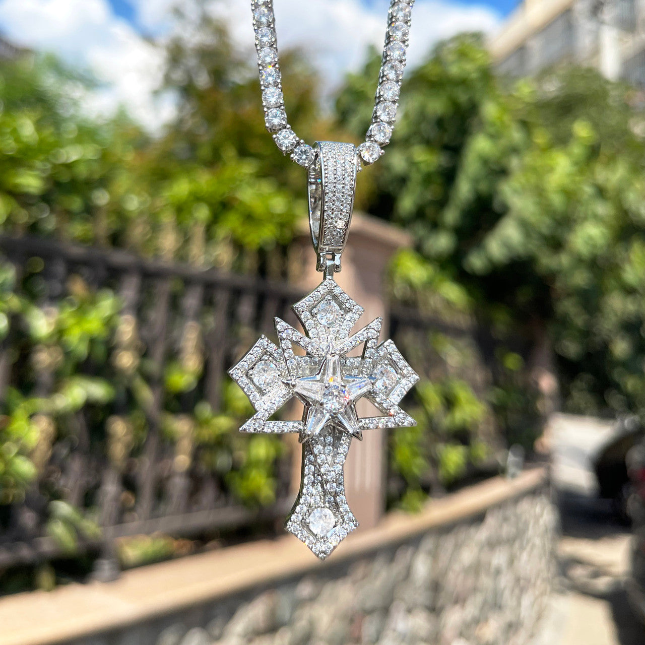 Star Crossed | Iced Prong Set Layered Cross Hip Hop Pendant