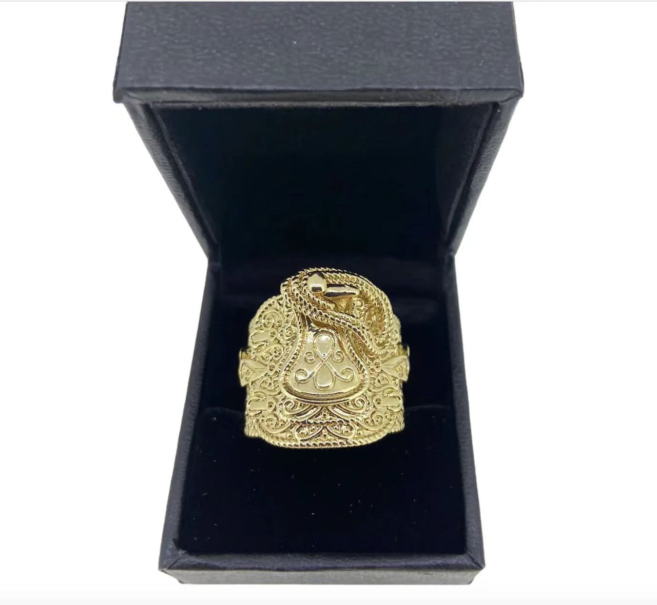 Saddle Ring | Intricately Detailed Adjustable 24k 925 Silver Rose Gold Mens Rings