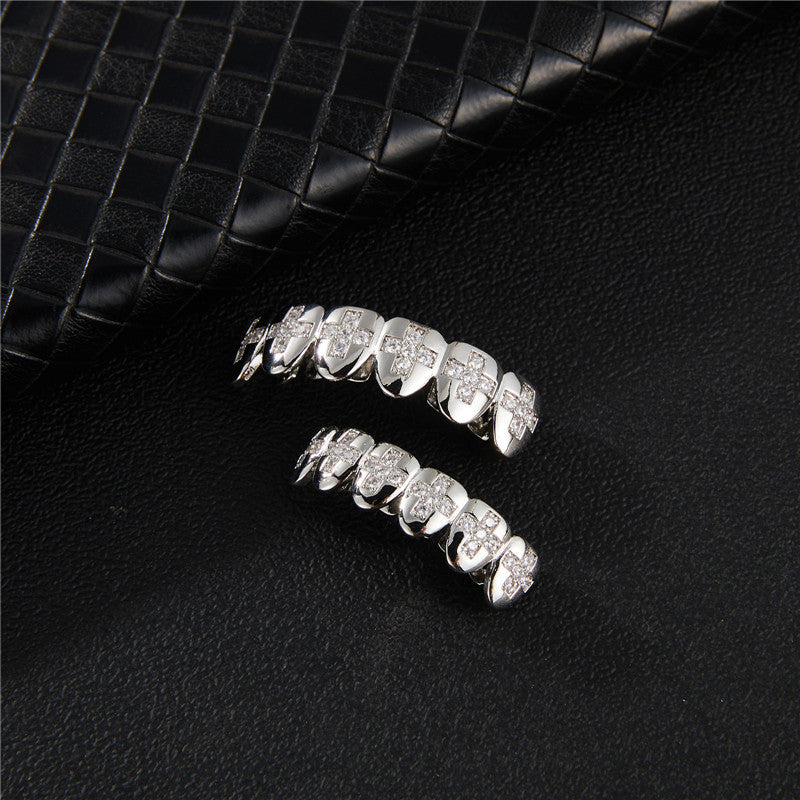 Spirit Filled | 4 Prong Set Hip Hop VVS Diamond CZ Cross Stone Teeth Grillz