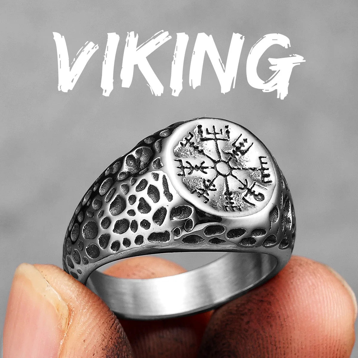 The Viking | No Fade Stainless Steel Damaged Viking Compass Symbolic Rings