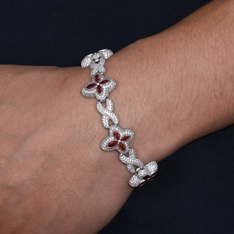 Clover Star | 925 Sterling Silver Moissanite Diamond Iced Clover Star Infinity Bracelet