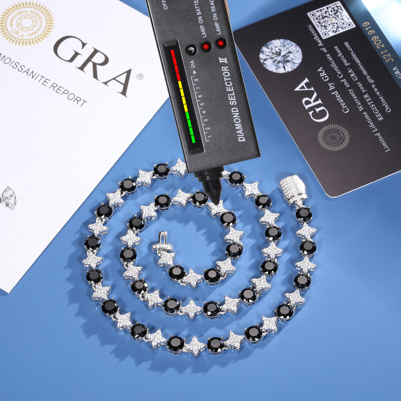 Cosmic Ice | 6mm Moissanite Diamond Iced Blinged Out Black Stone Tennis Link Chain Bracelets