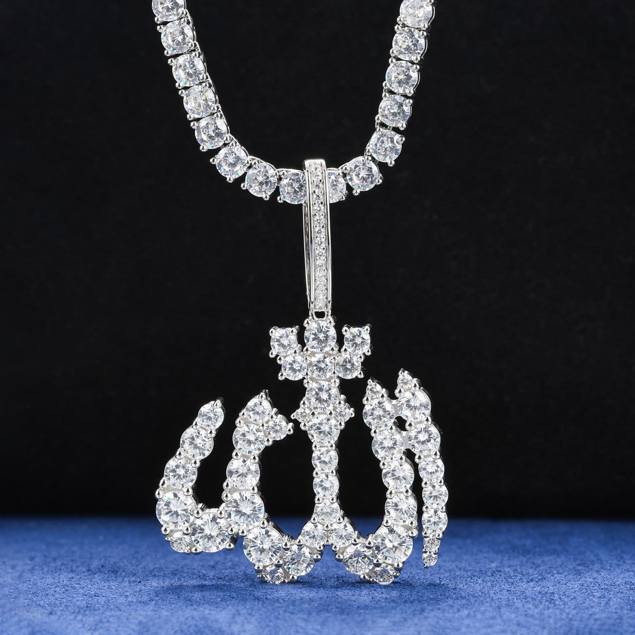 Allah The Almighty | Solid Silver Genuine Mossanite Diamond Spiritual Hip Hop Pendant