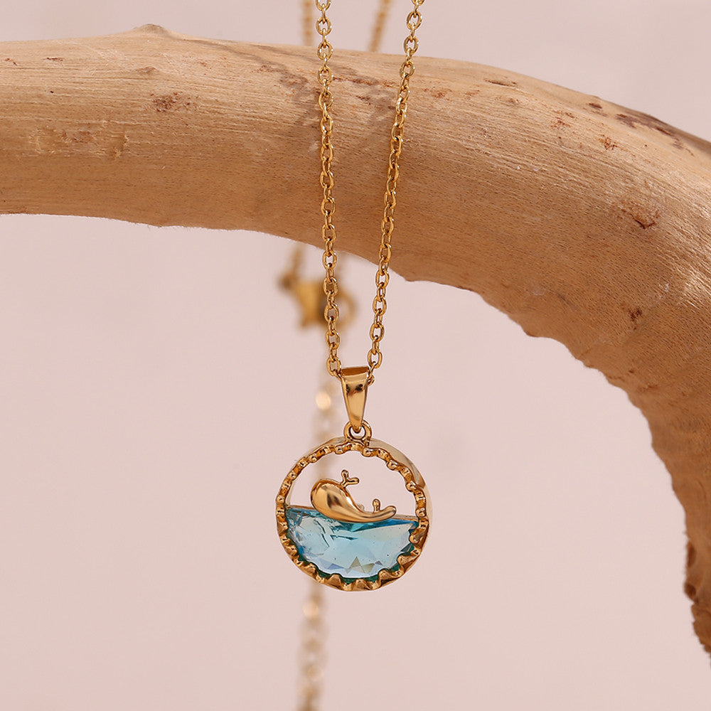 Blue Ocean Whale | 18k Gold Waterproof Solid Stainless Steel Pendant Necklace