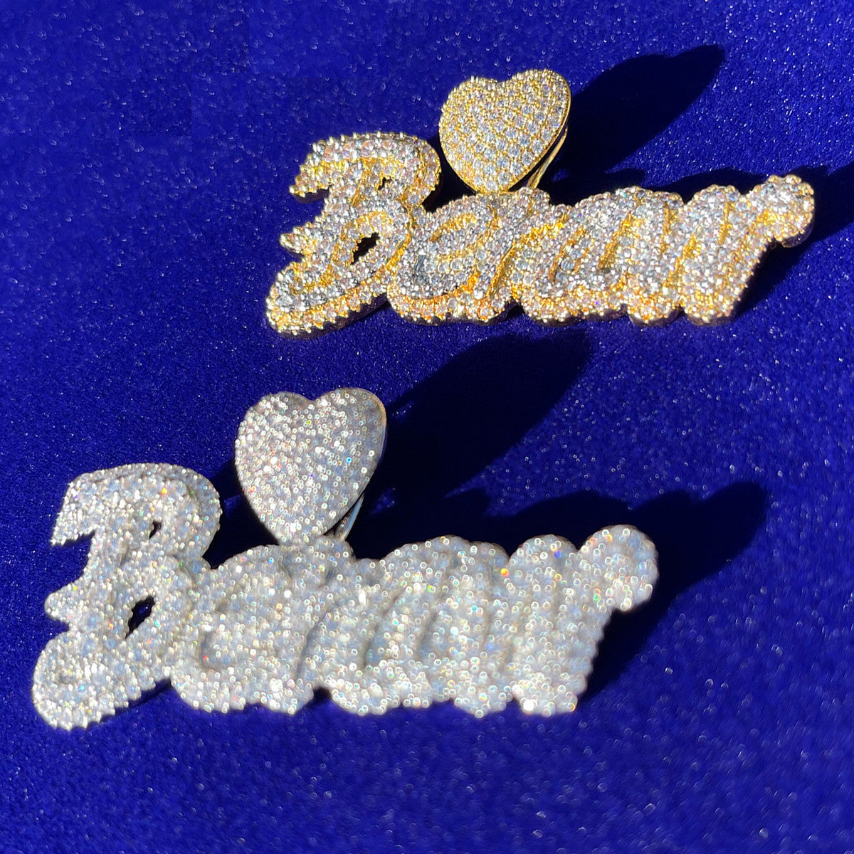 Majestic Heart | Cluster Stone VVS Diamond Ice Custom Made Name Necklace