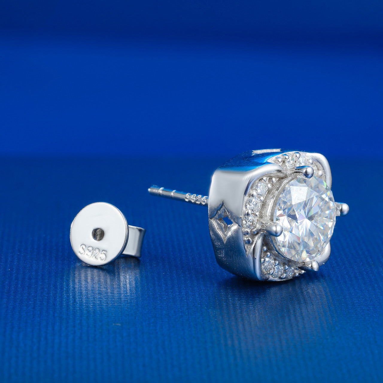 Windmill | Iced Blinged Out Moissanite Diamond Sterling Silver Halo Stud Earrings