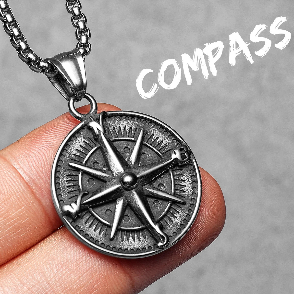 Compass | 316L Solid Stainless Steel Nautical Sailor Compass Street Stylish Pendant