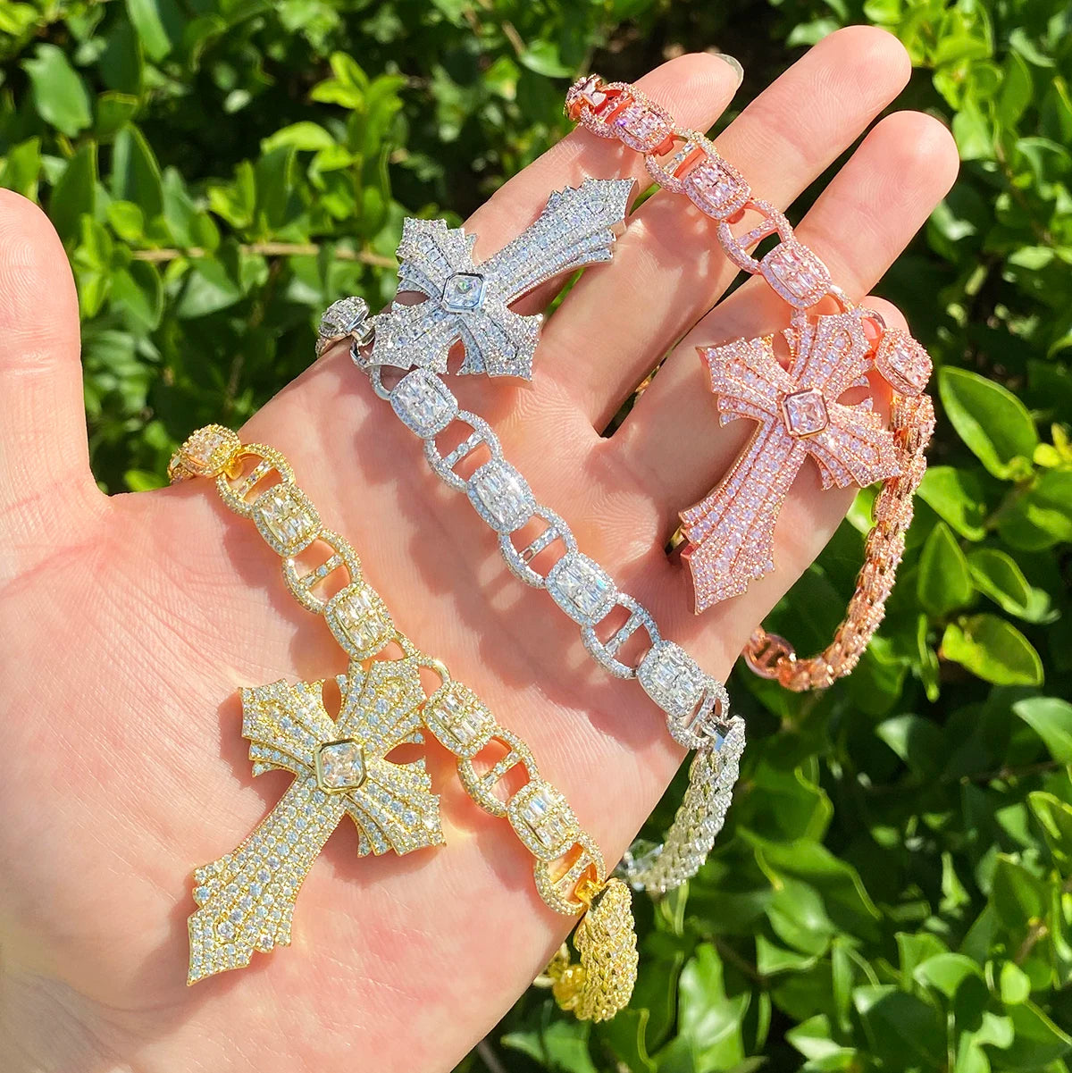 Holy Temple ll | VVS 5AA+ Centerstone Cross Iced Blinged Out Coffee Bean Link Chain