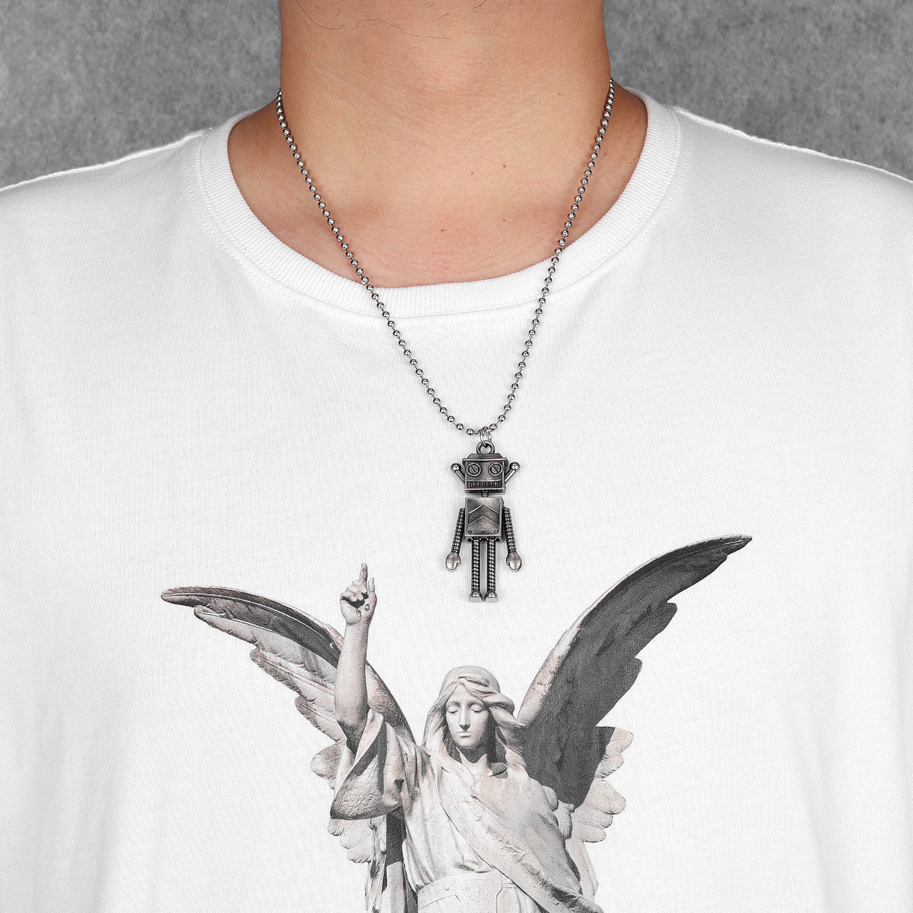 Retro Bot | 316L No Fade Stainless Steel Steampunk Robot Pendant Chain Necklace