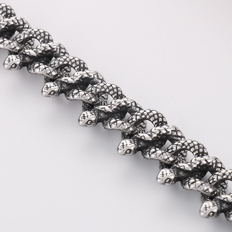 Serpentsteel | No Fade Stainless Steel Coiled Snake Link Street Wear Bracelets