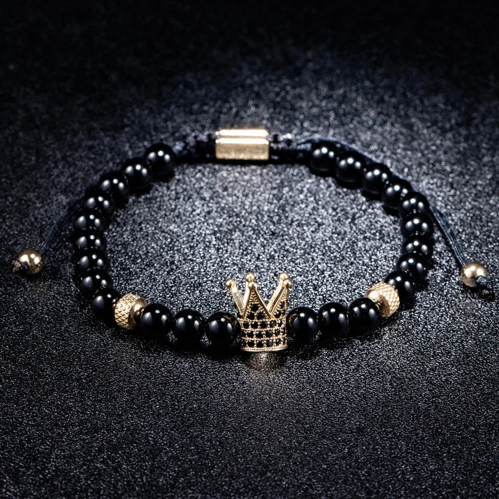 Black Gold | Simulate Diamond Crown Lion Head Skull Adjustable Stainless Steel Luxury Bracelets