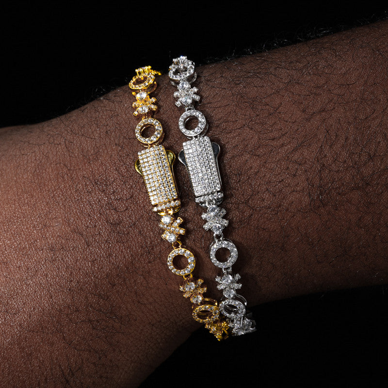 XOXO | Sterling Silver Love Moissanite Diamond Hip Hop 7MM 925 18k Gold Bracelets