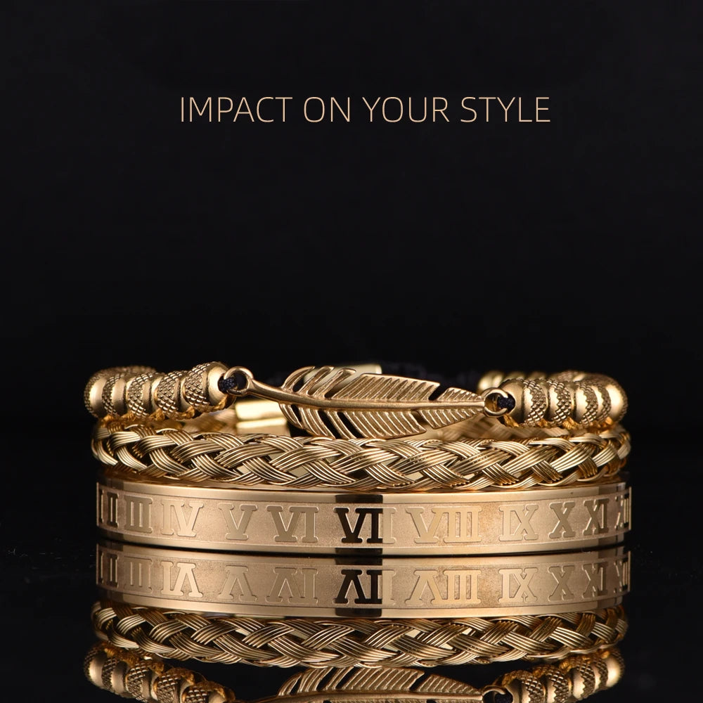 Mens Luxury No Fade Stainless Steel Iced Blinged Out 3 Piece Bracelet Set Combos