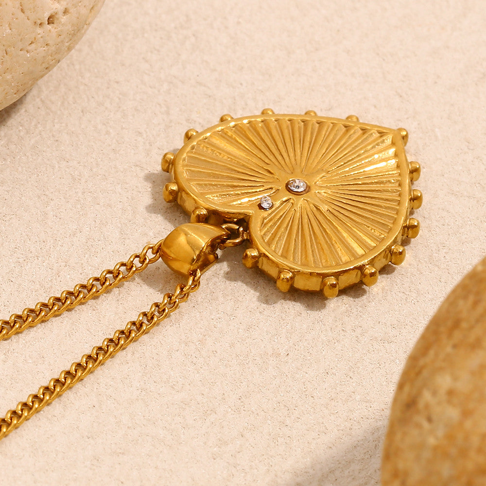 18k Gold over Waterproof Stainless Steel Designer Heart Pendant Necklace