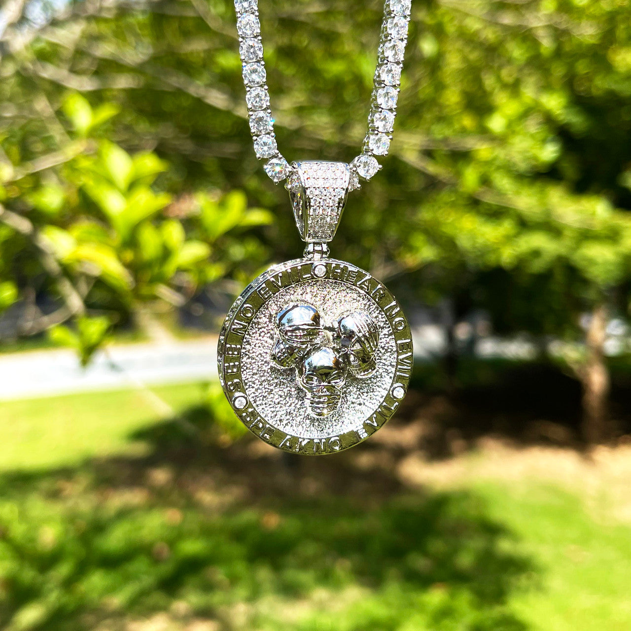 Abundance Skulls | See Here Speak No Evil Iced Hip Hop Pendant