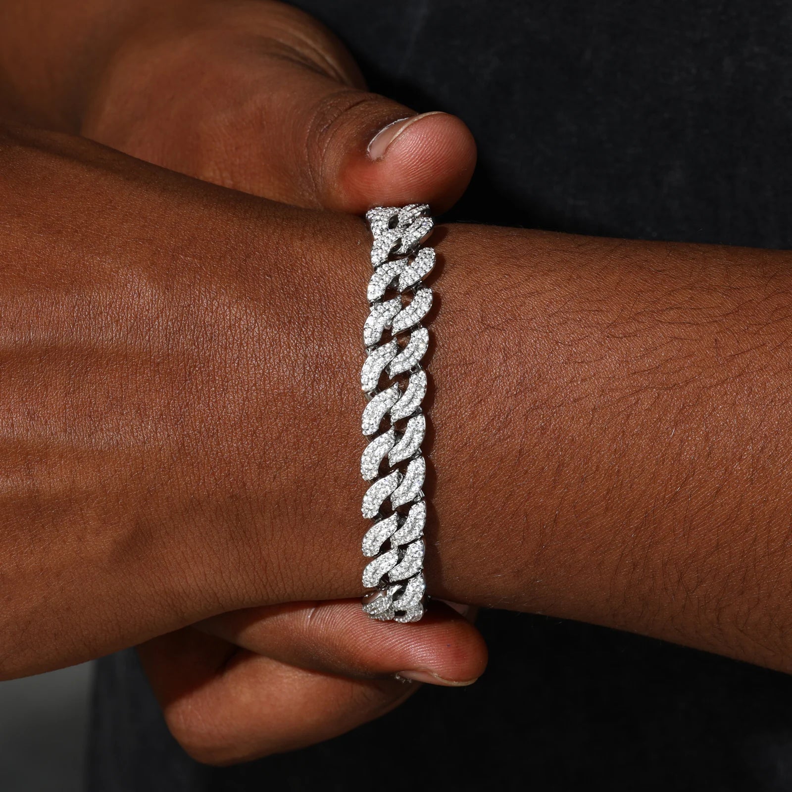 Pattern Of Fire | 10mm 925 Silver Moissanite Diamond Miami Cuban Link Hip Hop Bracelet
