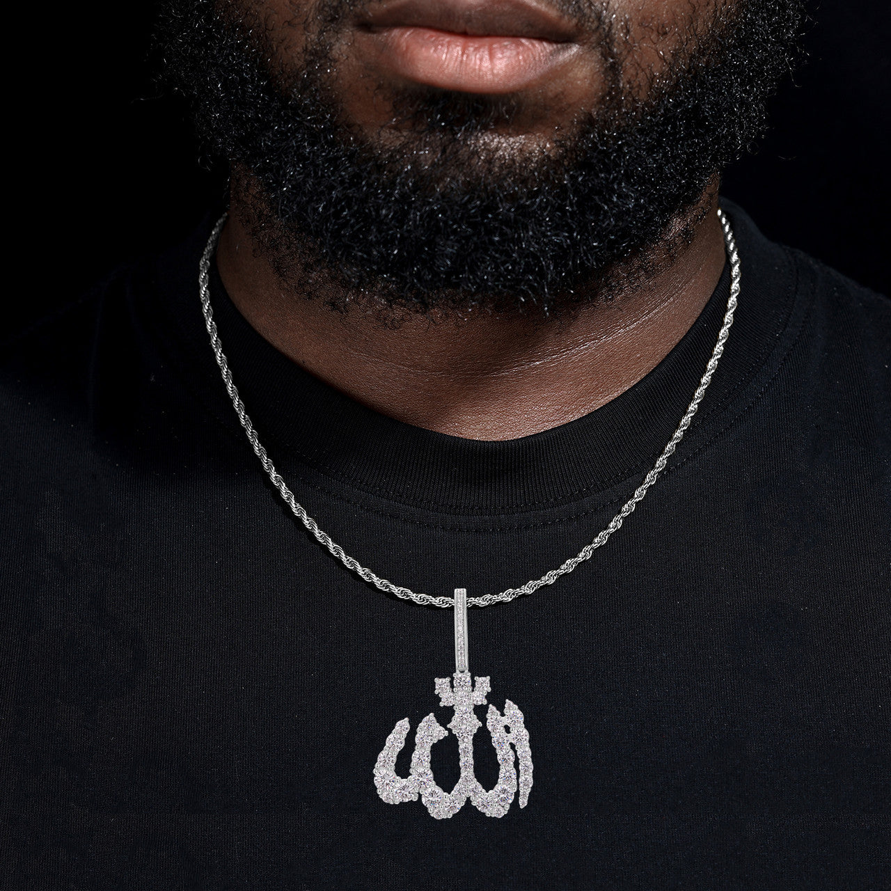 Allah The Almighty | Solid Silver Genuine Mossanite Diamond Spiritual Hip Hop Pendant