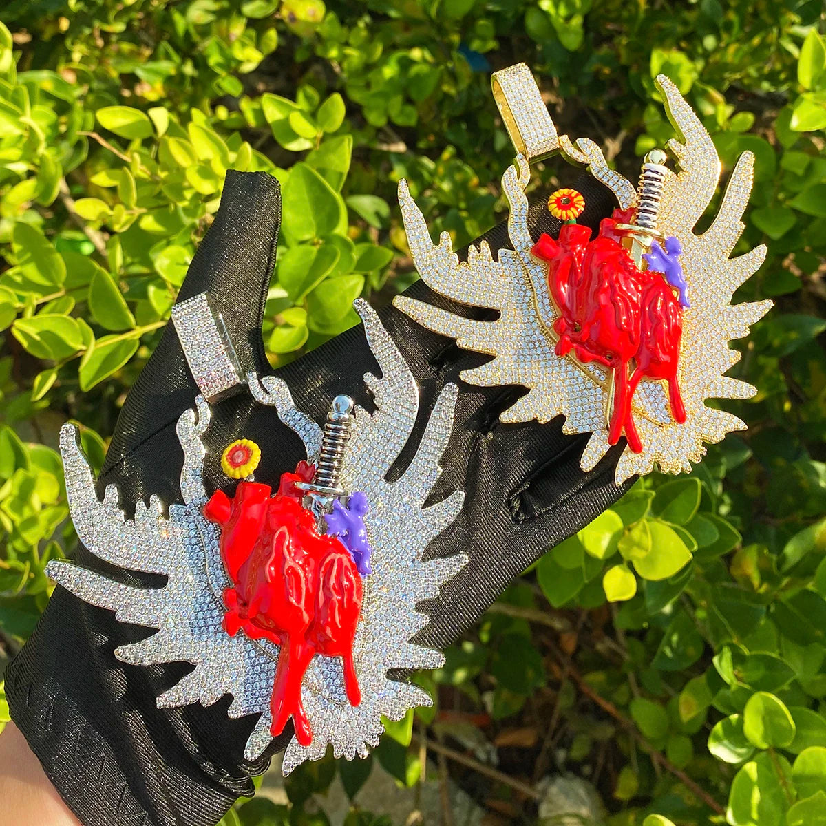 Blood Heart | Sword Through Bleeding Heart VVS Diamond CZ Hip Hop Pendant