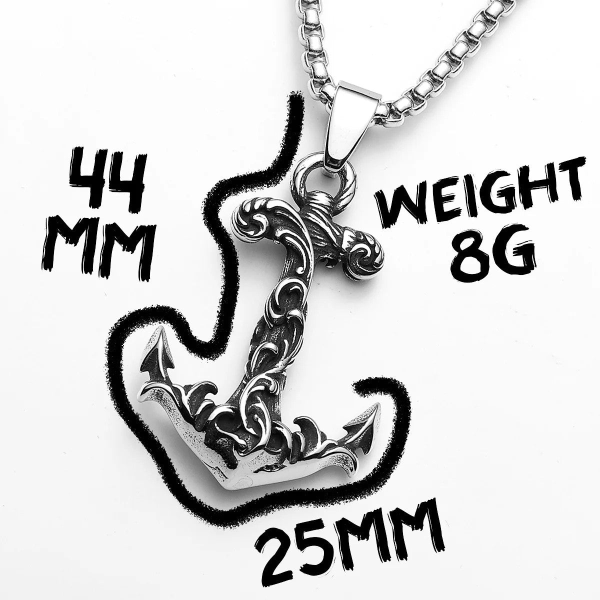 Waves Of The Sea | 316L No Fade Stainless Steel Anchor Designer Men's Pendant