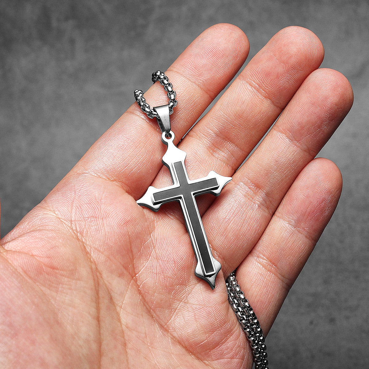 Double Layer Cross | 316L Men's No Fade Stainless Steel Simple Spiritual Cross Pendant