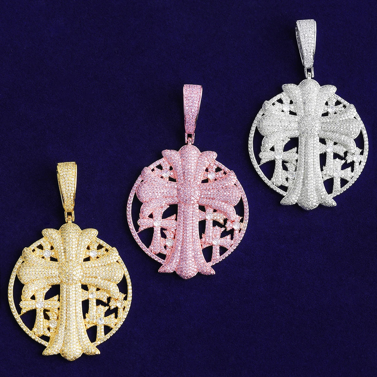 Take Up Your Cross | 24k Gold 925 Silver VVS Diamond CZ Spiritual Cross Hip Hop Pendant