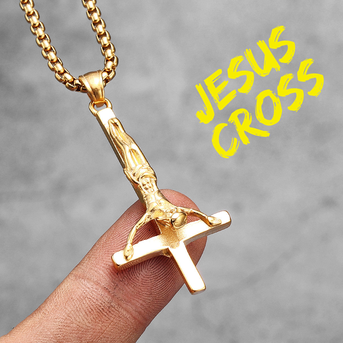 Inverted Religion | No Fade Solid Stainless Steel Upside Down Jesus Cross Pendant