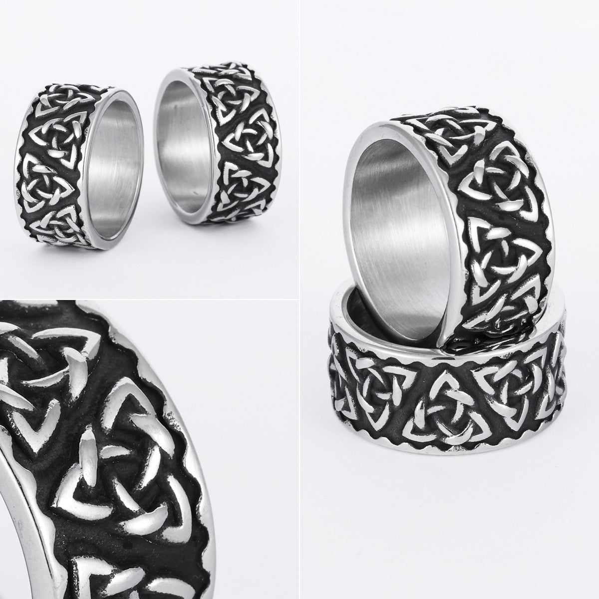Odin's Triangle | Nordic Viking Celtic Knot Solid Stainless Steel Street Style Rings