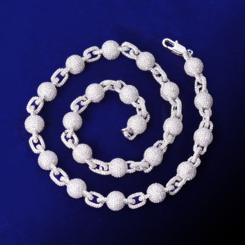 Ball N Chain | Flooded Ice Gold Silver Rose Hip Hop Simulate Diamond Pave Chain