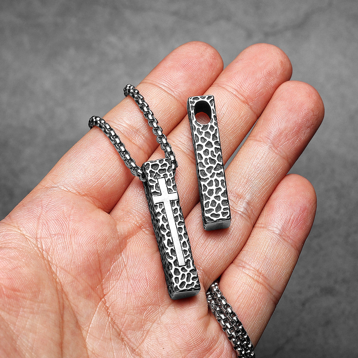 Texture Cross | 316L No Fade Stainless Steel Symbolic Spiritual Street Stylish Pendant