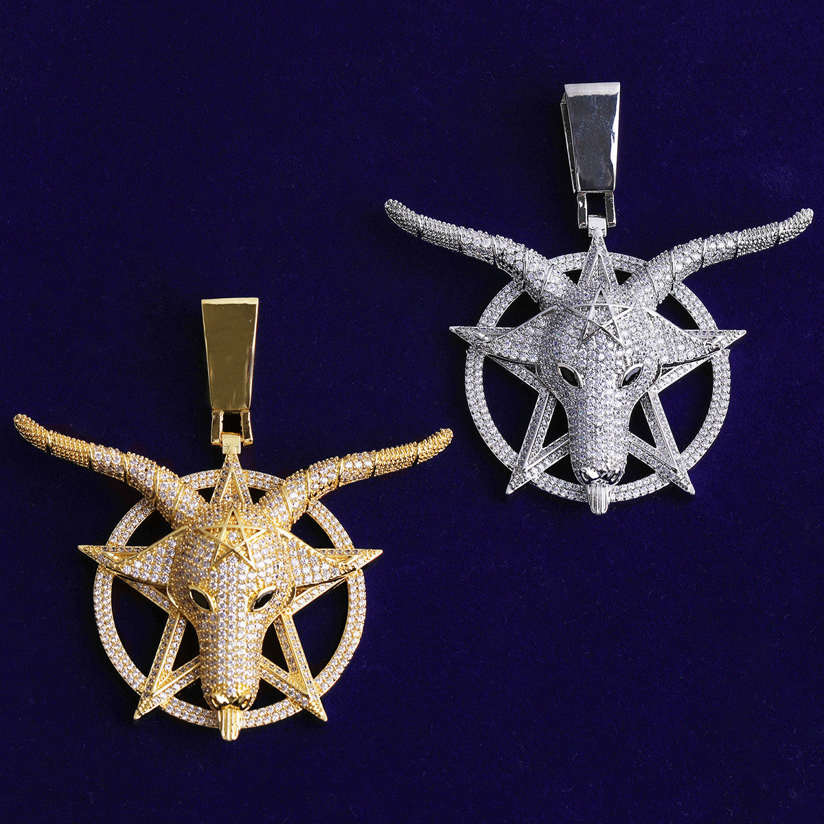Iced Occult | VVS Diamond Baphoment Goat Head Pentagram Hip Hop Pendant