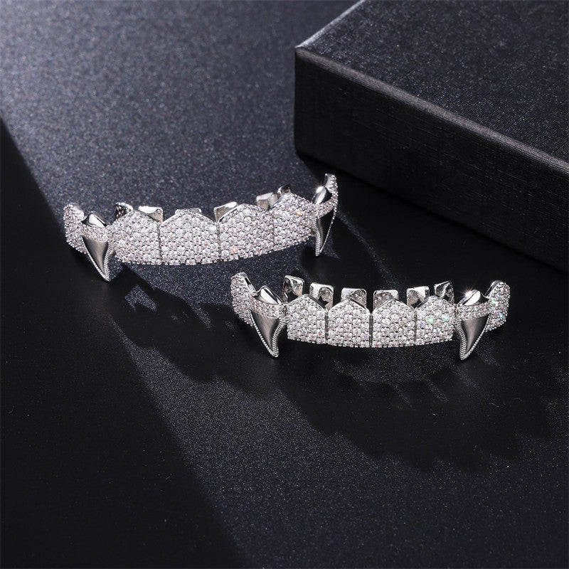 Vamp Life | 4 Prong Set Iced VVS Diamond CZ Blinged Out Hip Hop Fang Grillz Set