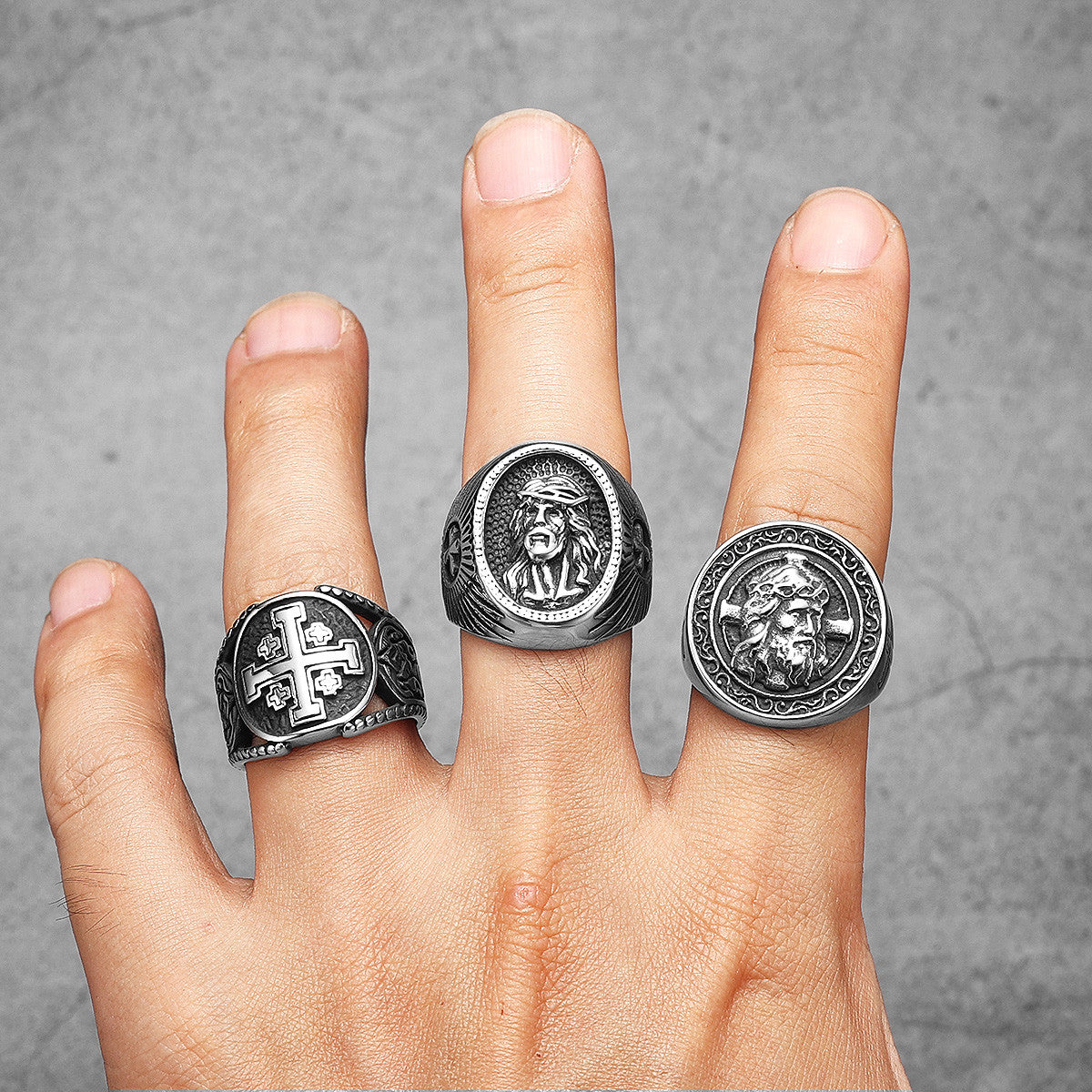 Crusader Cross Collection | 316L No Fade Stainless Steel Jerusalem Cross Spiritual Rings