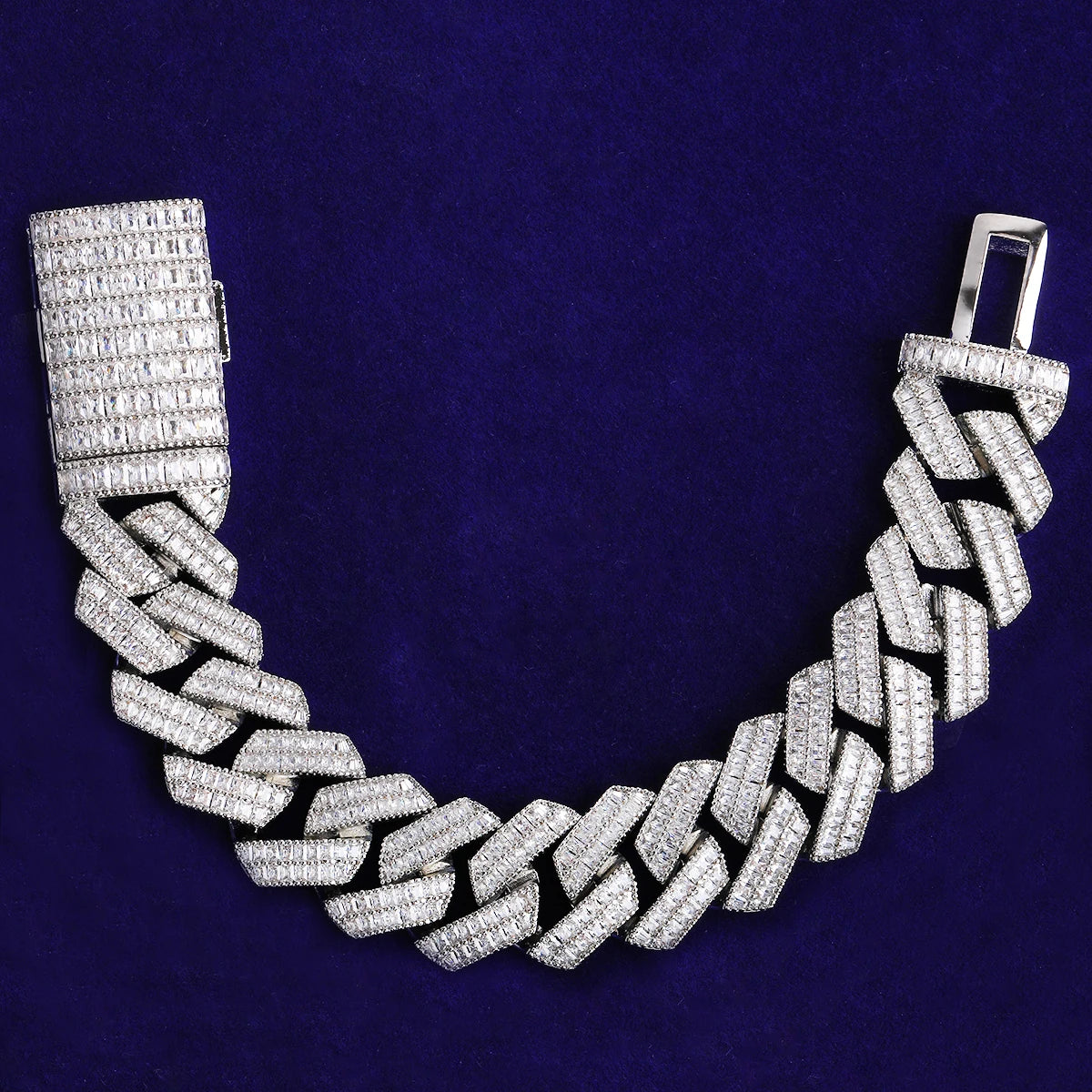 The 20MM Baguette |5AA+ VVS Diamond CZ 24k 925 Silver Hip Hop Bracelet