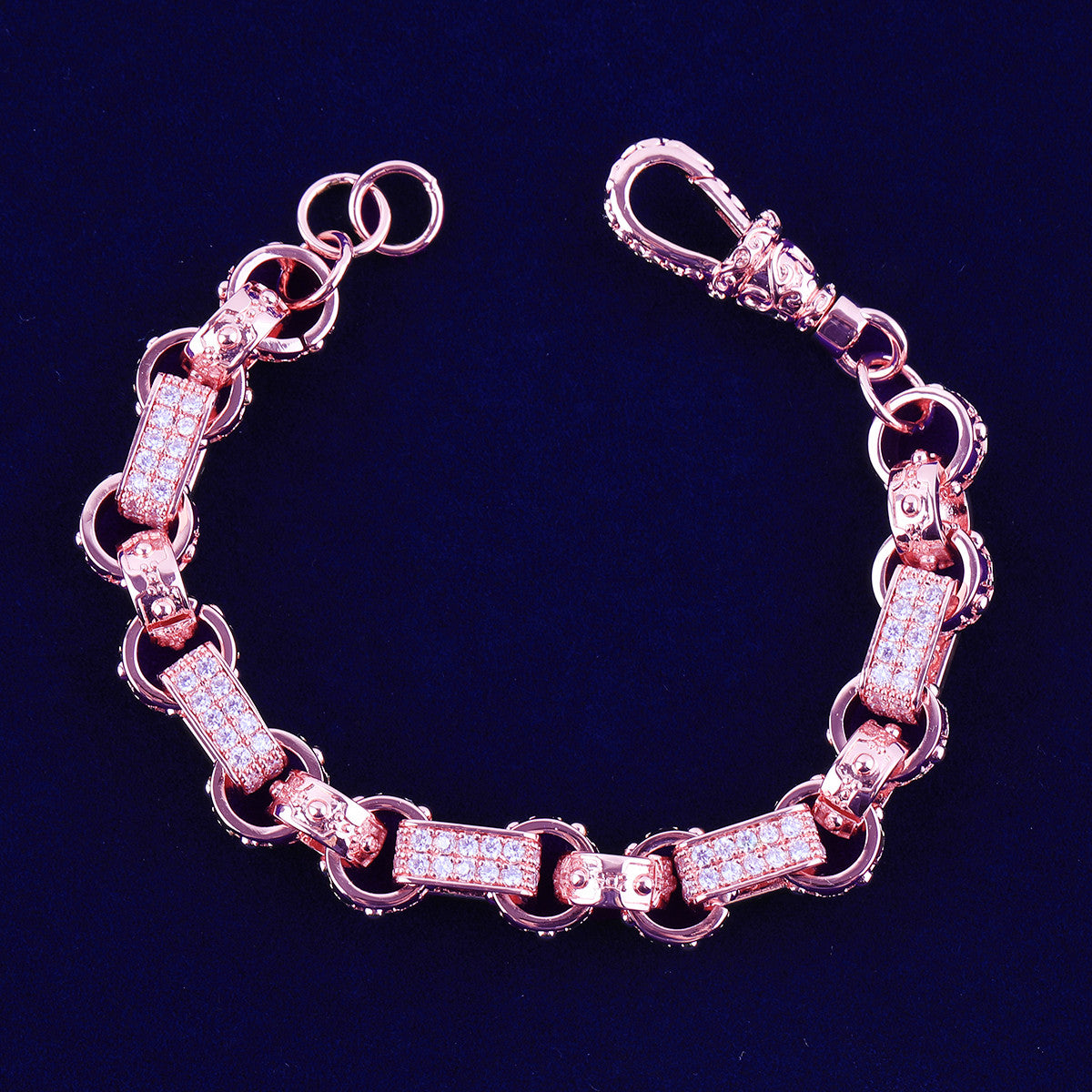 Iced Belcher Chain | Hip Hop VVS Diamond CZ Double Row Bling Chain Albert Clasp Bracelet