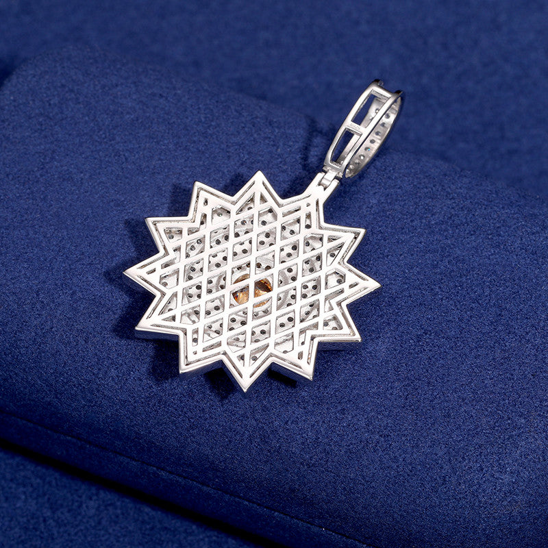 The illumined | Solid Sterling Silver Moissanite Diamond Sun God Hip Hop Pendant