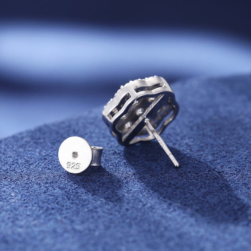 Ice Flower | Luxury 925 Solid Sterling Silver Moissanite Diamond Flower Stud Earrings